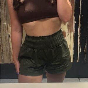 Olive High Waist Women's Shorts